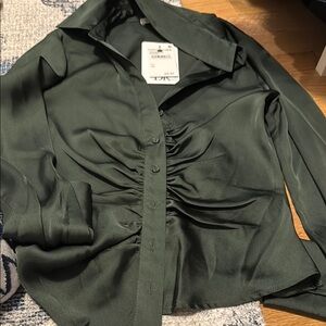DR2 Dark Green Satin Blouse